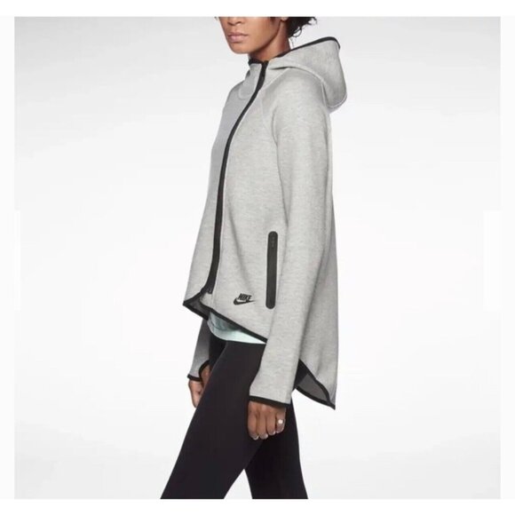 Nike Tech Fleece Cape Hoodie Sweatshirt jacket Women’s size medium Gray Zip - Picture 3 of 11